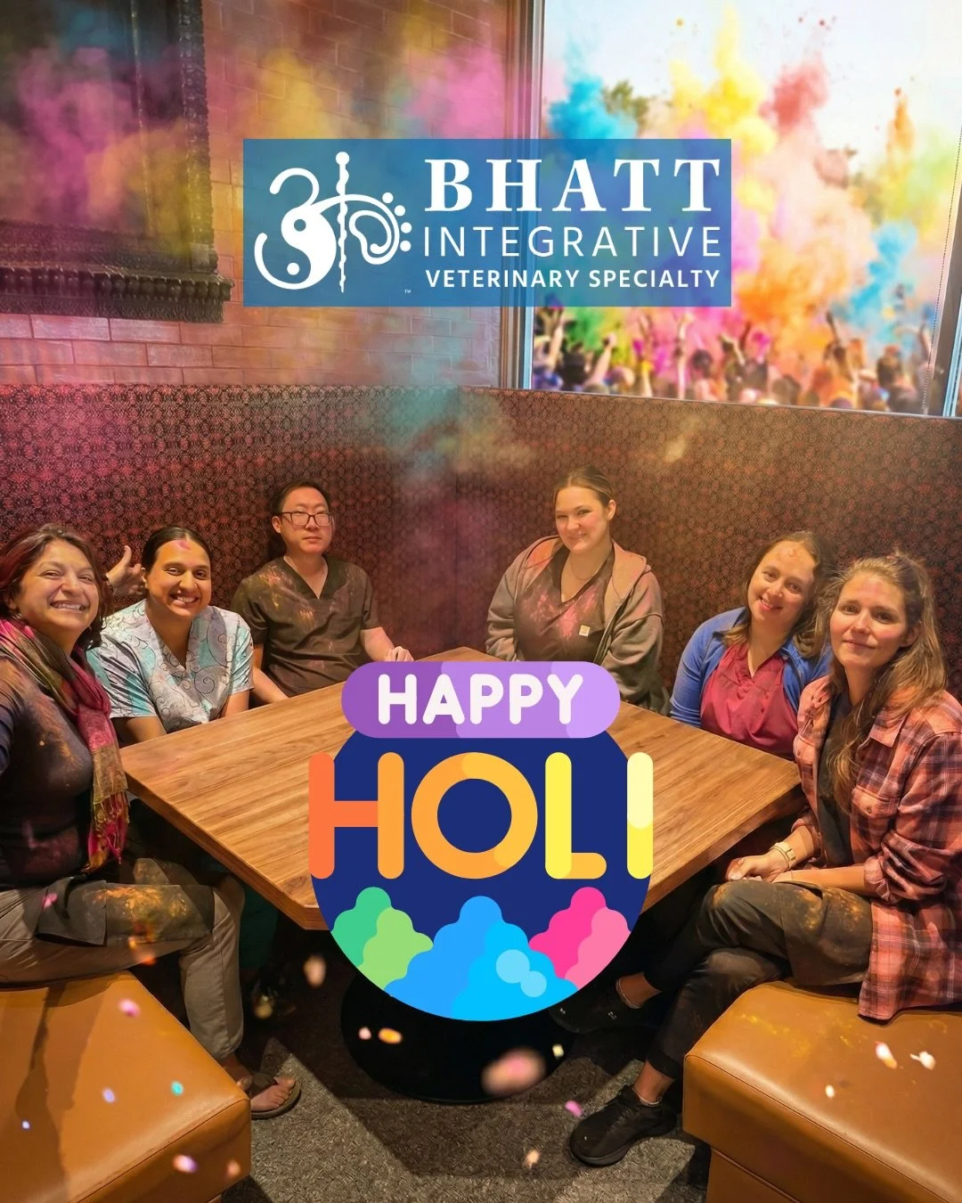 Happy Holi from all of us at Bhatt Integrative Veterinary Specialty.

We had a simple idea.
Take a normal team photo.
Add some Holi colors.
Celebrate.

So we did the logical thing and tried to use AI.

Somehow our faces started changing.
New smiles. 