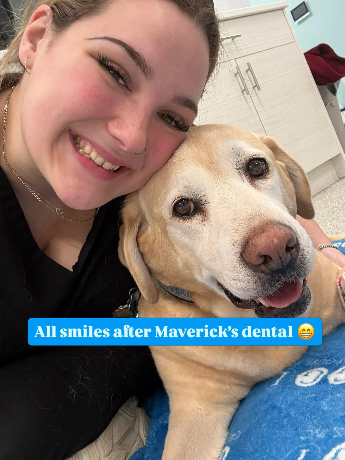 Tori poses with Maverick after his dental as he gives us a big smile.

These patients of ours love showing off! 🤣

Show them your ❤️

#dogdental #veterinarian #chicago