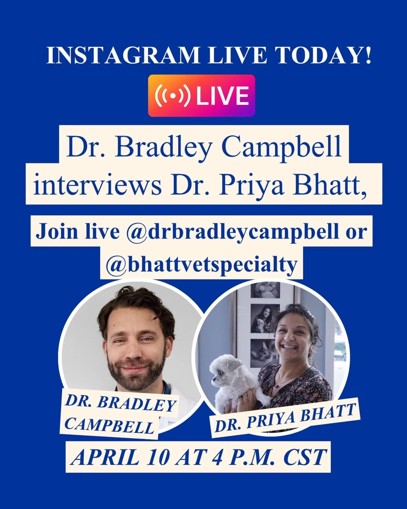 It is happening TODAY. 🙌

4PM CST. Instagram Live.

@drbradleycampbell is interviewing Dr. Bhatt and we cannot wait.

Dr. Campbell has spent over a decade helping people heal through root cause medicine, personalized care, and a whole-body approach.