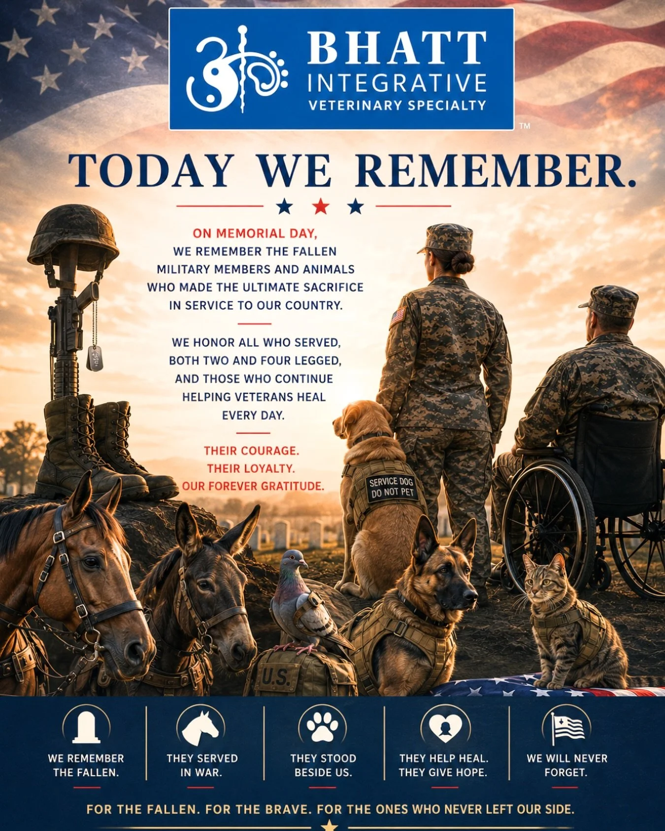 Today, we remember.

Memorial Day honors the fallen soldiers whose sacrifice shaped generations. And it&rsquo;s also a moment to recognize the animals who stood beside them - who carried supplies through impossible terrain, delivered messages under f
