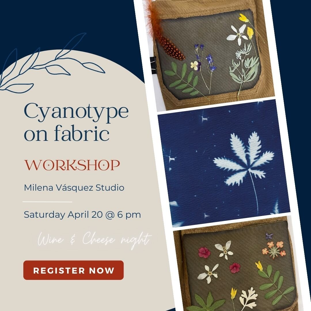 CYANOTYPE WORKSHOP on Fabric!

🌿 You're Invited! 🌟

Join me for a special evening of cyanotype printing!
Hi, I&rsquo;m Mile Vasquez, a visual artist experimenting with cyanotypes for over three years. As a special friend request, I'm hosting a mast