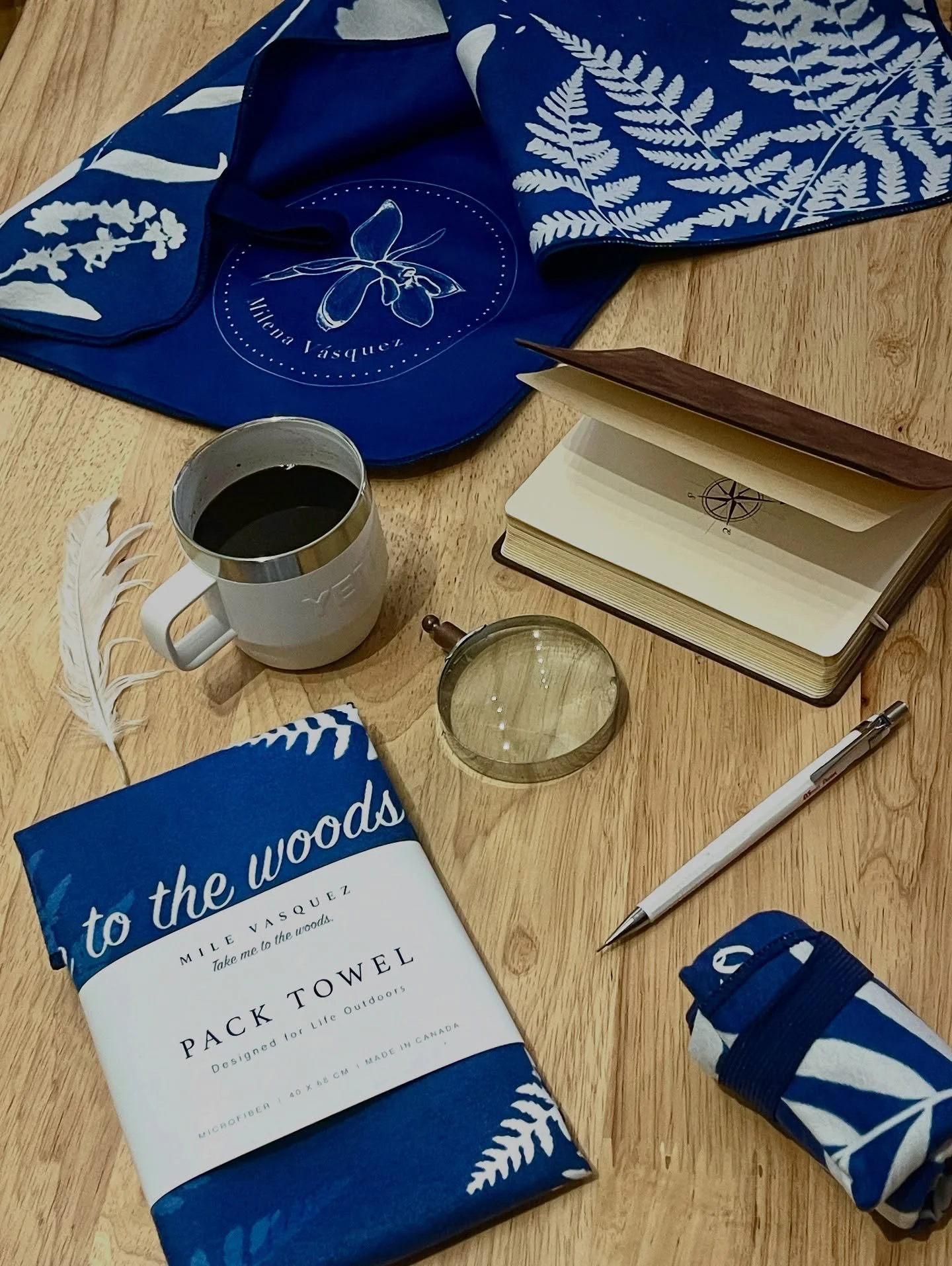 From Kananaskis trails to campfire tales &mdash; pack this.&rdquo; 🌲

Take Me to the Woods 🌿
Cyanotype bandanas, designed by a Calgary artist + printed in Canada.
3 nature-inspired designs.
Microfibre &bull; quick-dry &bull; easy-pack &bull; picnic