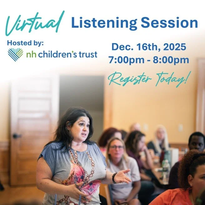 Via @nhchildrenstrust: 

Virtual Family Listening Session &mdash; Register Today! 
Parents &amp; caregivers, we want to hear from YOU. Join our one-hour online conversation to share what&rsquo;s working, what&rsquo;s challenging, and what support fam
