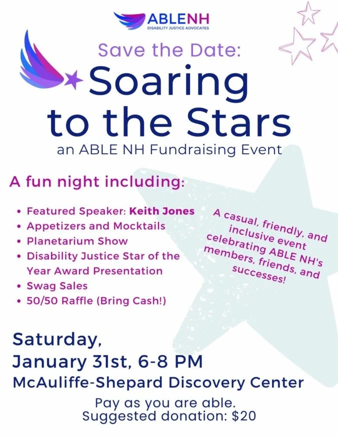 This Saturday, come celebrate with us as we attend ABLE NH's @able.nh) annual Soaring to the Stars event! Soaring to the Stars is a celebration of disability pride, advocacy, and community. NHCJE is proud to sponsor this incredible event, and we hope
