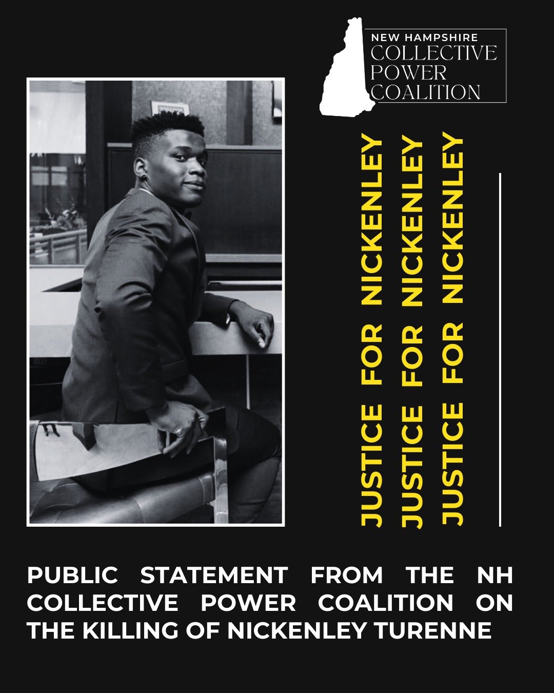 Public Statement from the NH Collective Power Coalition on the Killing of Nickenley Turenne. 

Share the full piece via the link in our bio.
