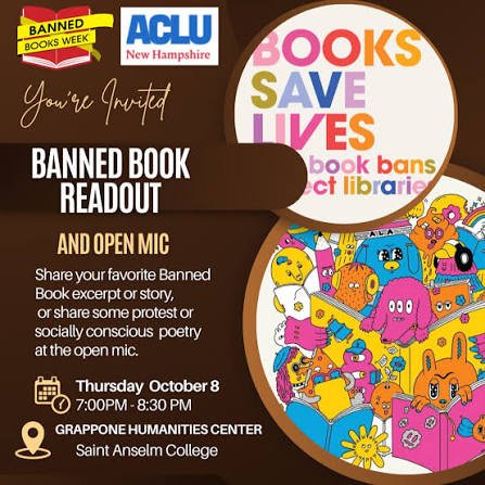 October 8: ACLU Banned Book Readout and Open Mic at Saint Anselm College