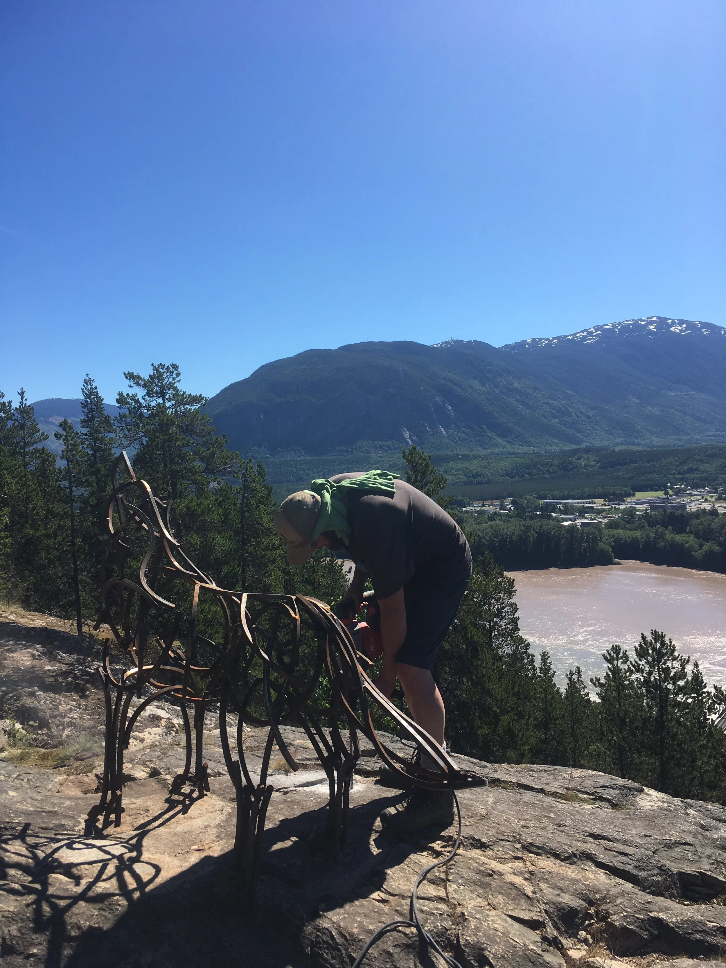 wolf sculptures on Terrace mountain BC
