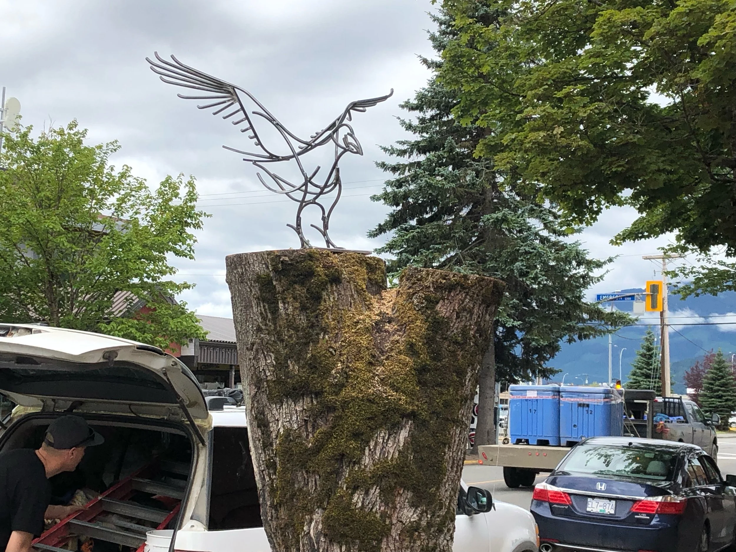 Raven Sculpture in Downtown Terrace