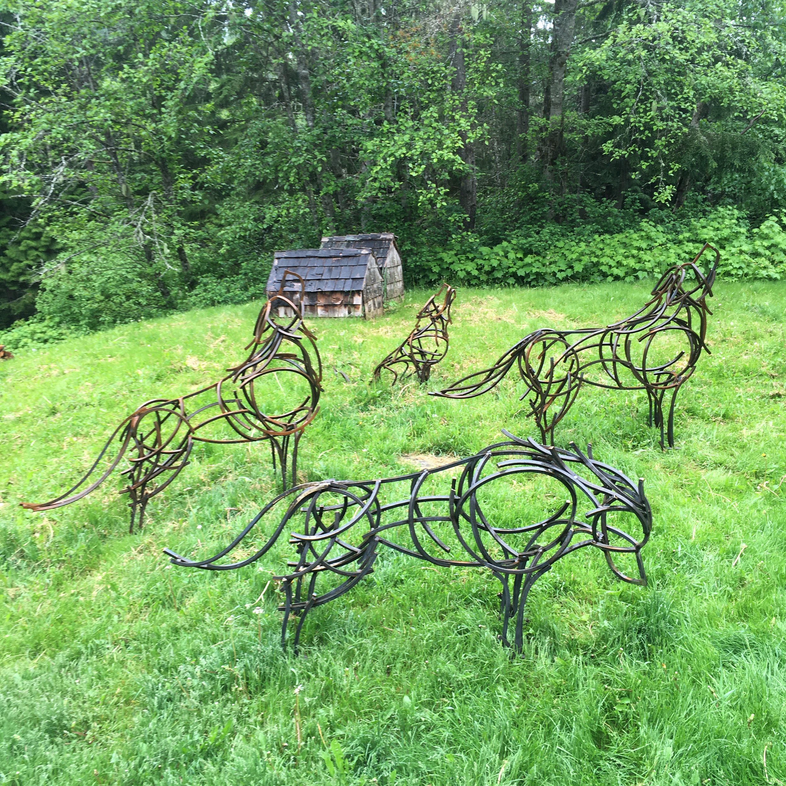 wildlife sculptures in the garden