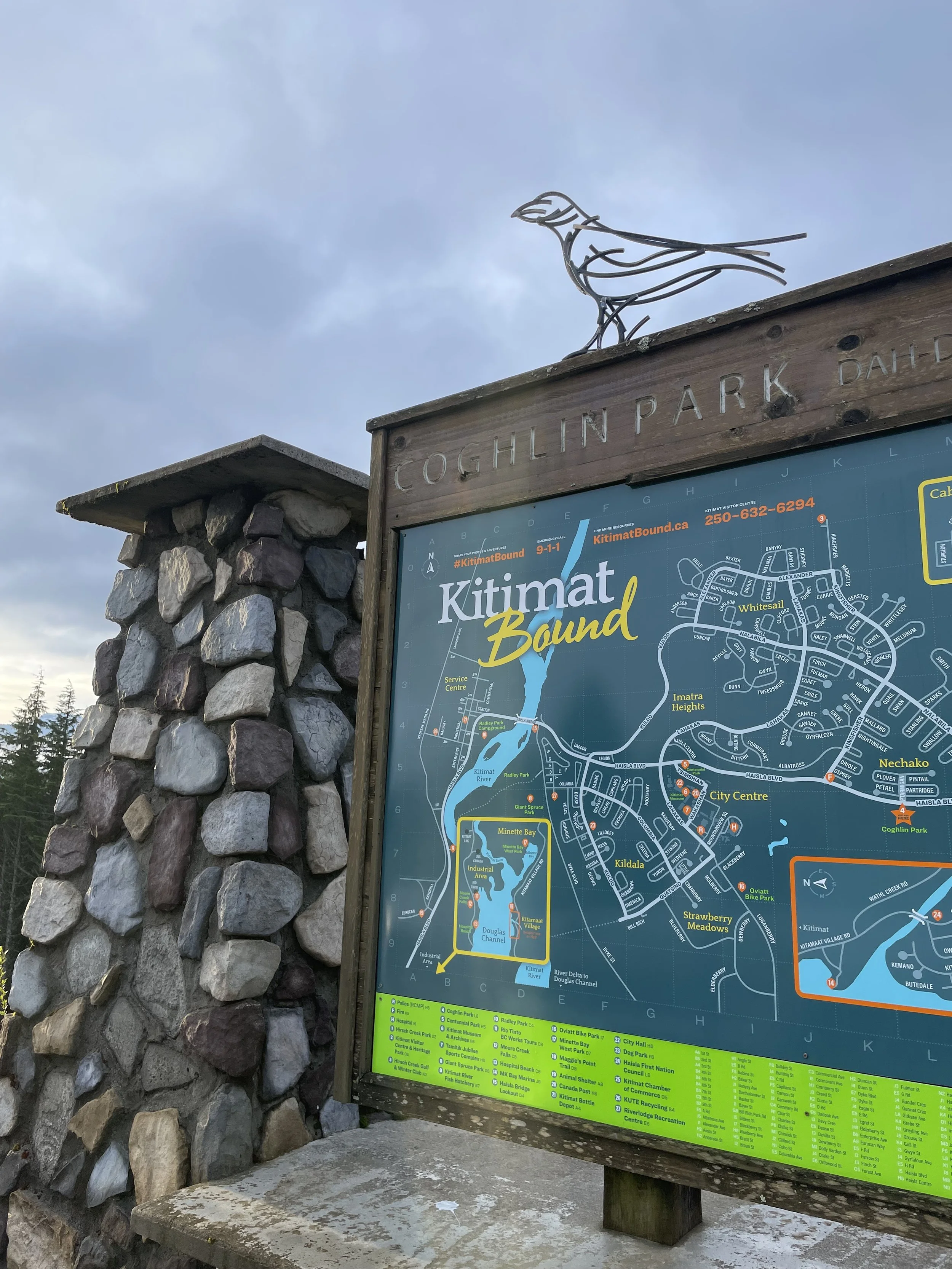 Raven Sculpture Coghlin Park Kitimat BC