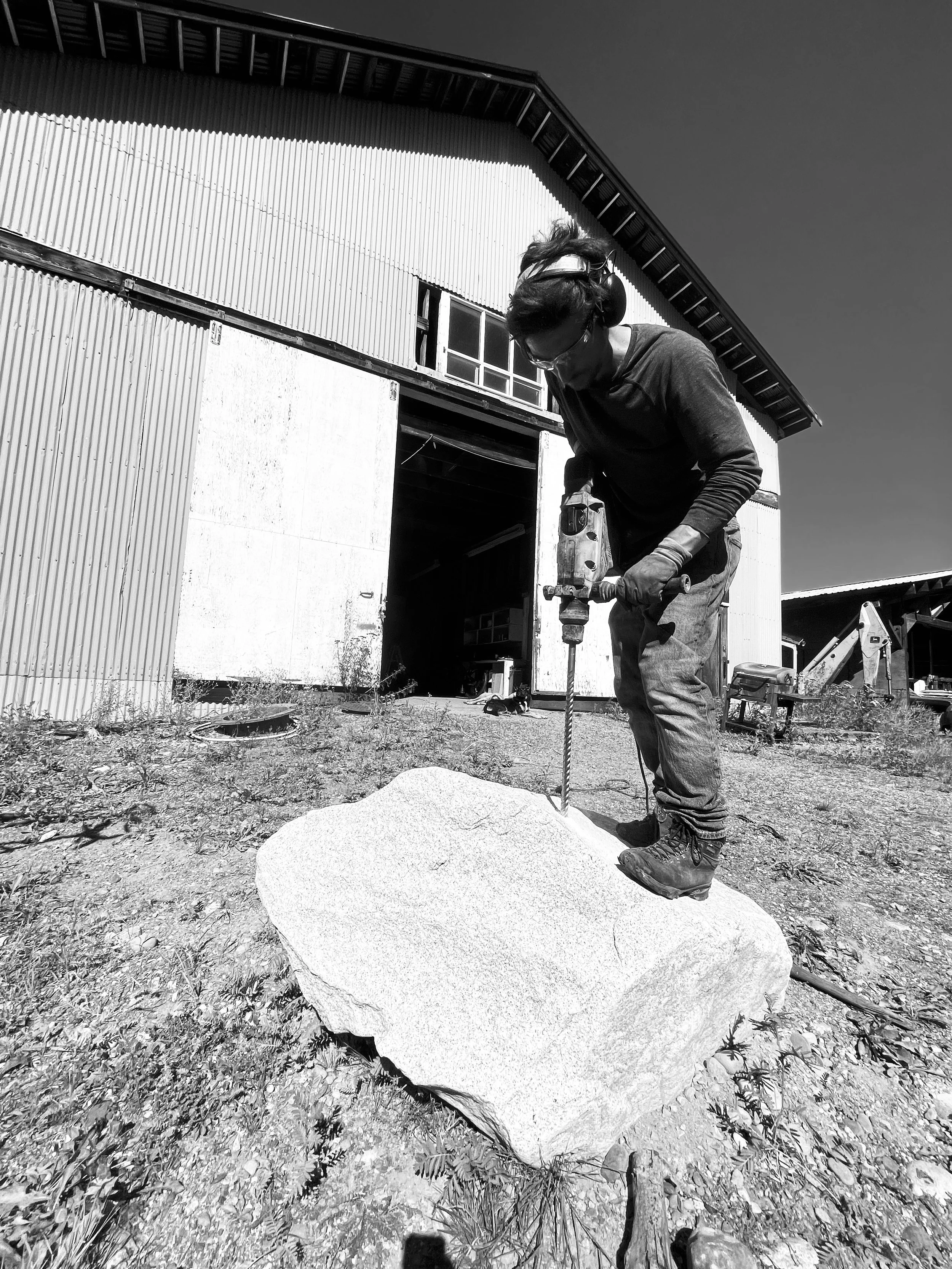 Drilling granite boulders