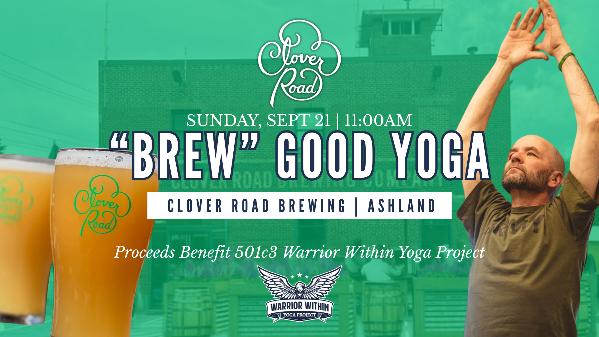 “Brew” Good Yoga with Clover road in Ashland