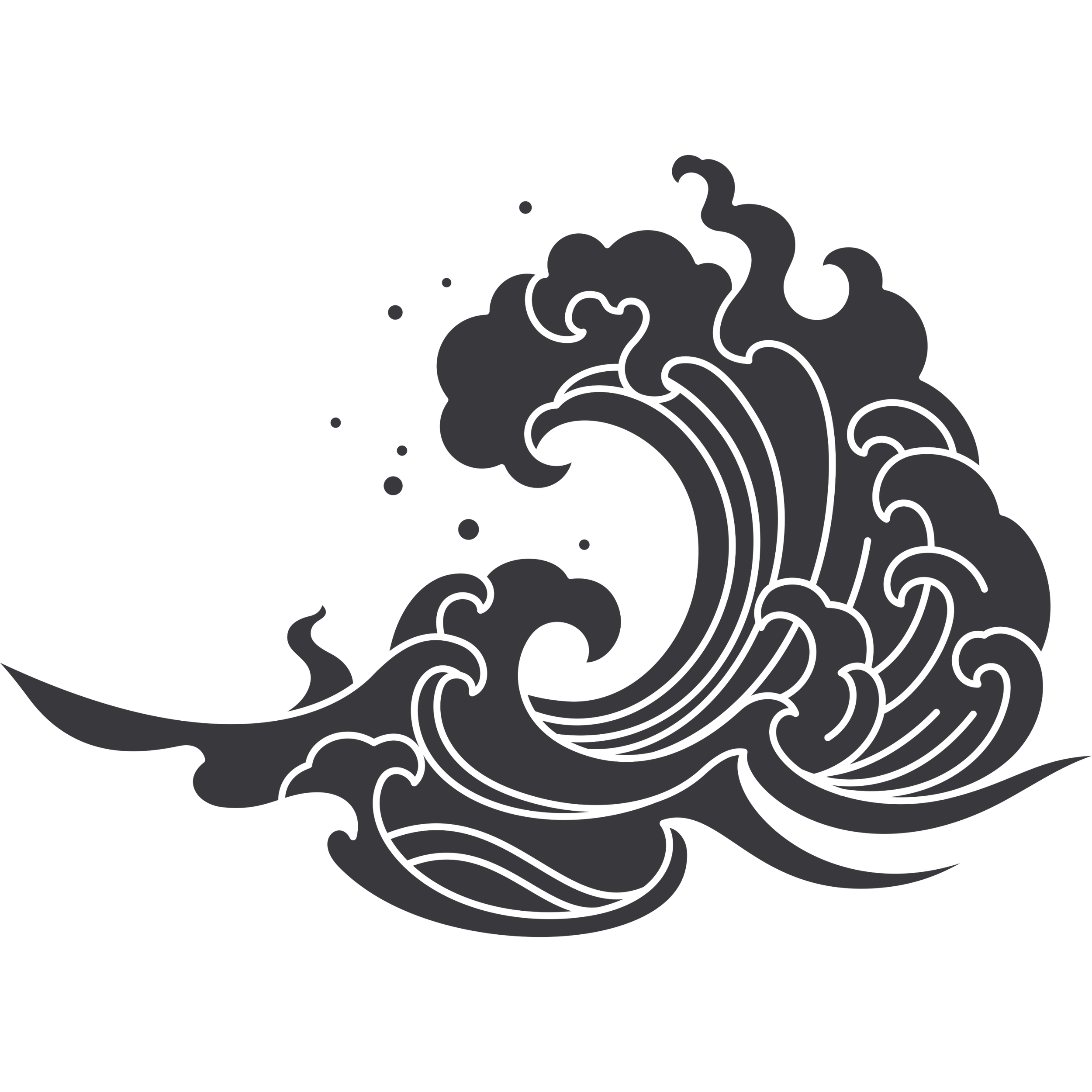 Waves colored in black.