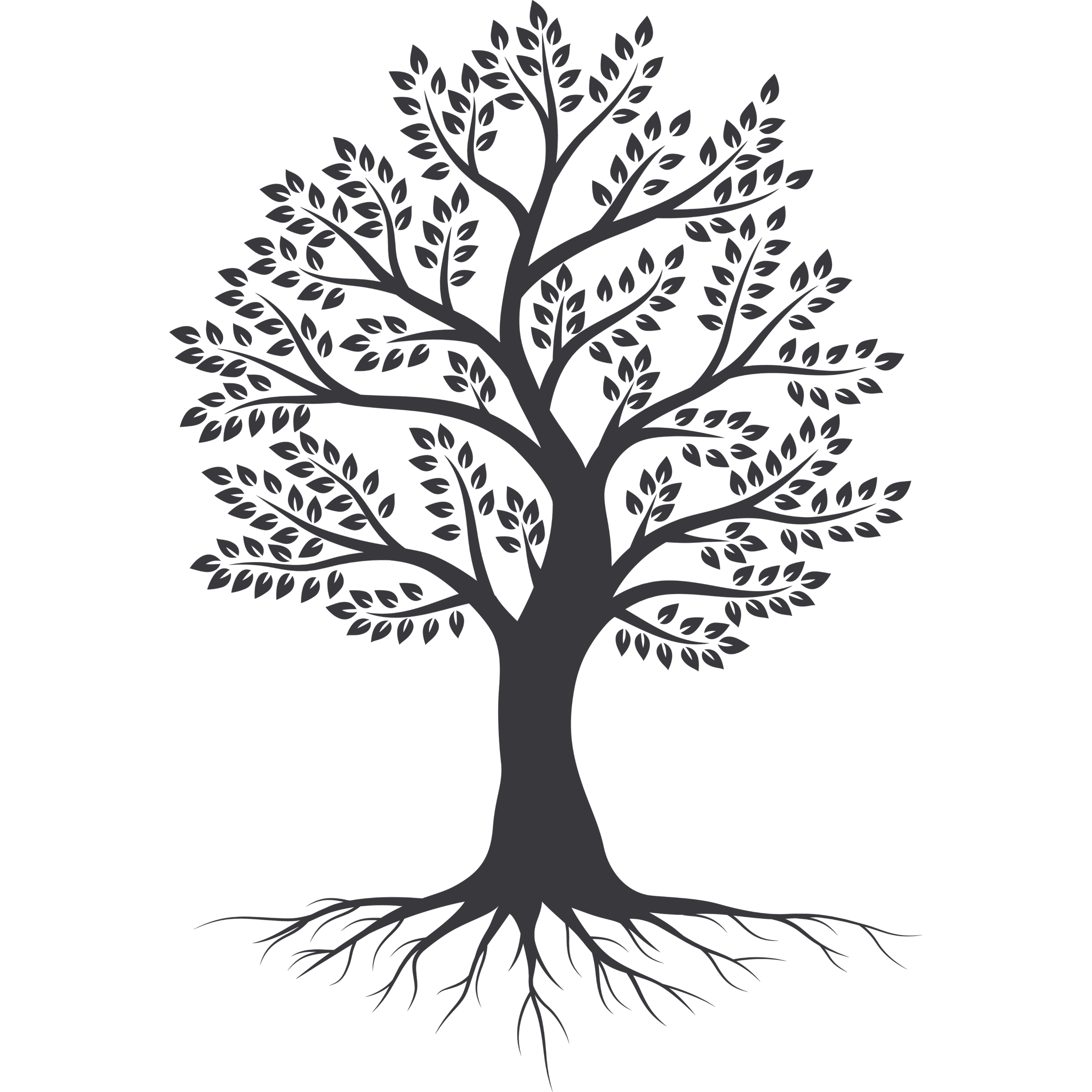 A tree colored in black.