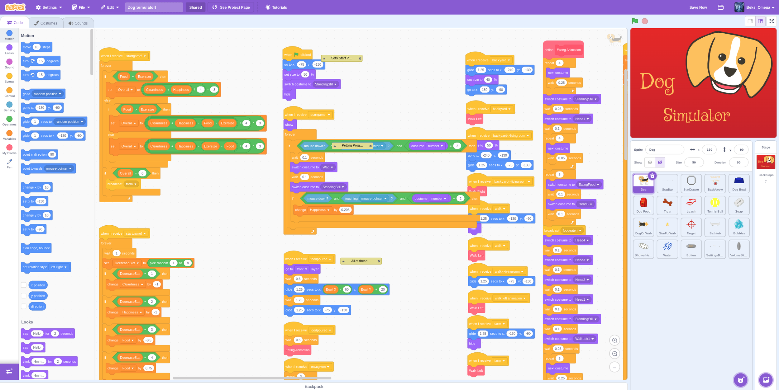 Dog simulator game created by Beka using Scratch.