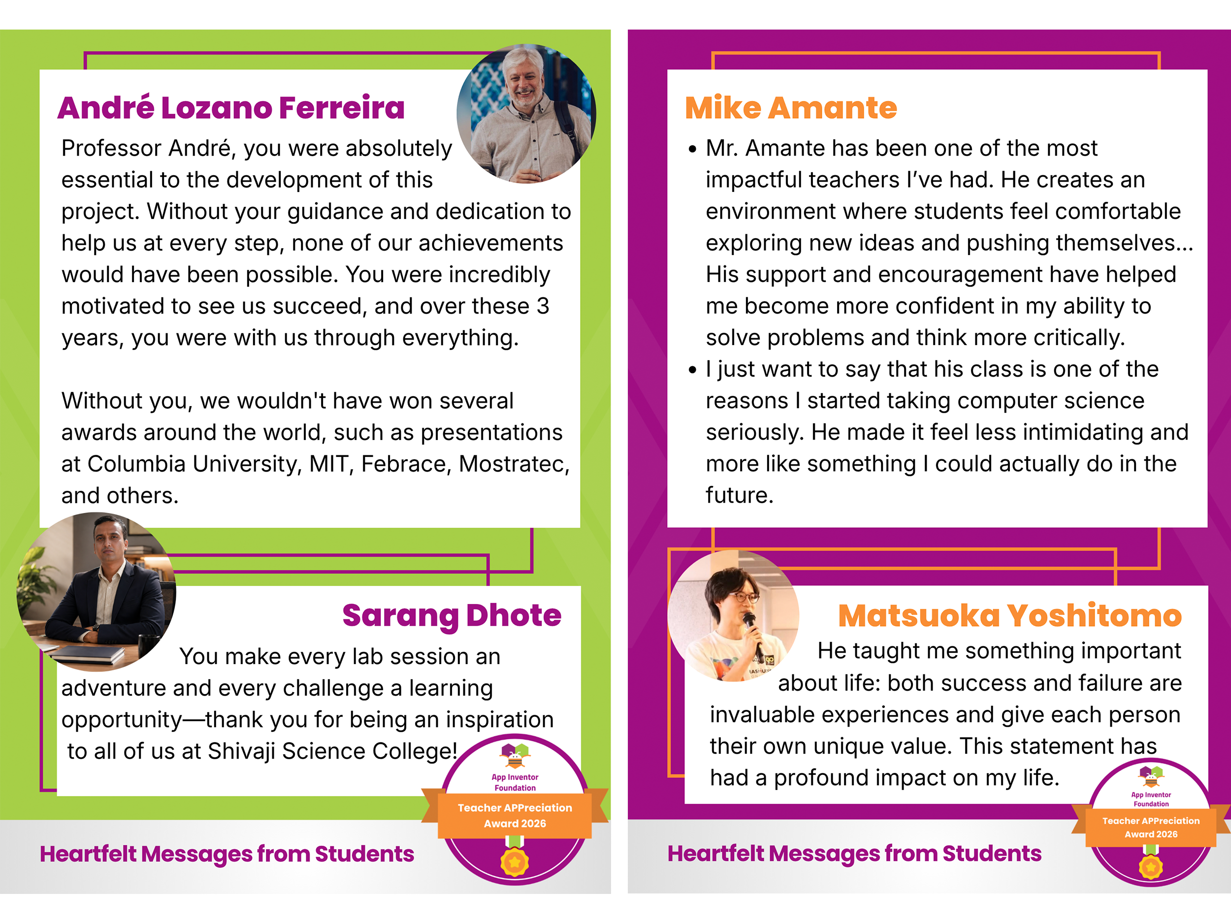 Congratulations to the Nominees for the Teacher APPreciation Awards