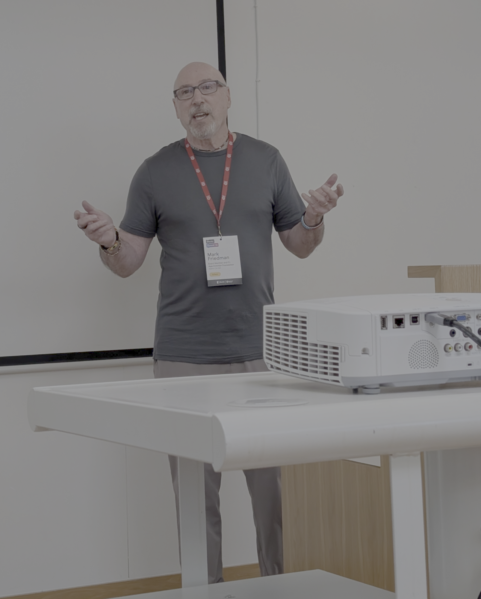 Mark Friedman presenting at the front of a classroom