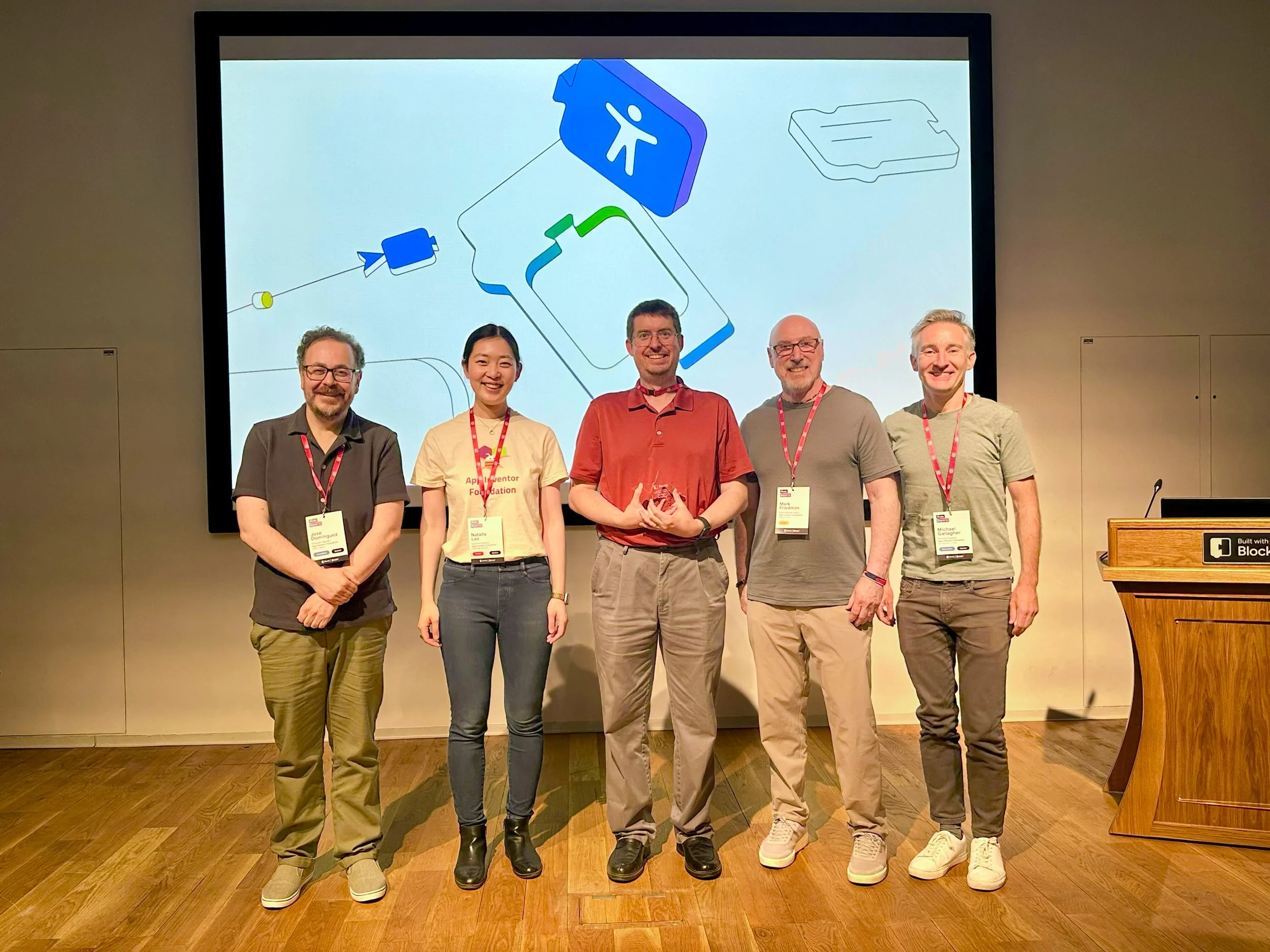 Group photo of José Dominguez, Natalie Lao, Evan Patton, Mark Friedman, Mike Gallagher