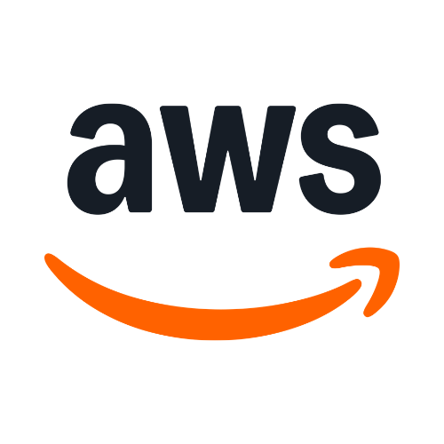 AWS logo with black lowercase letters and an orange curved arrow underneath.