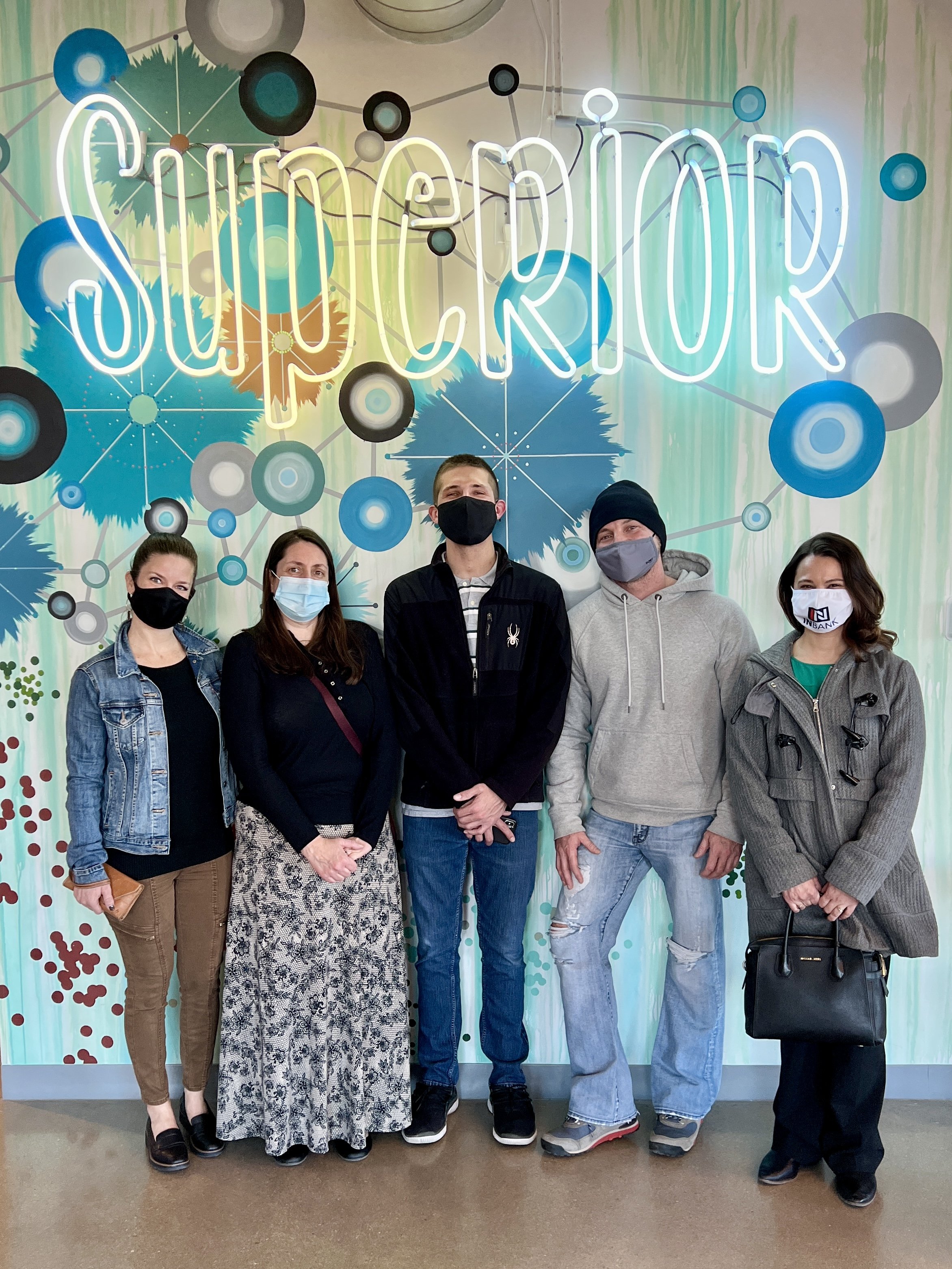 Volunteering with my awesome bank team to stuff masks at the Community Center.