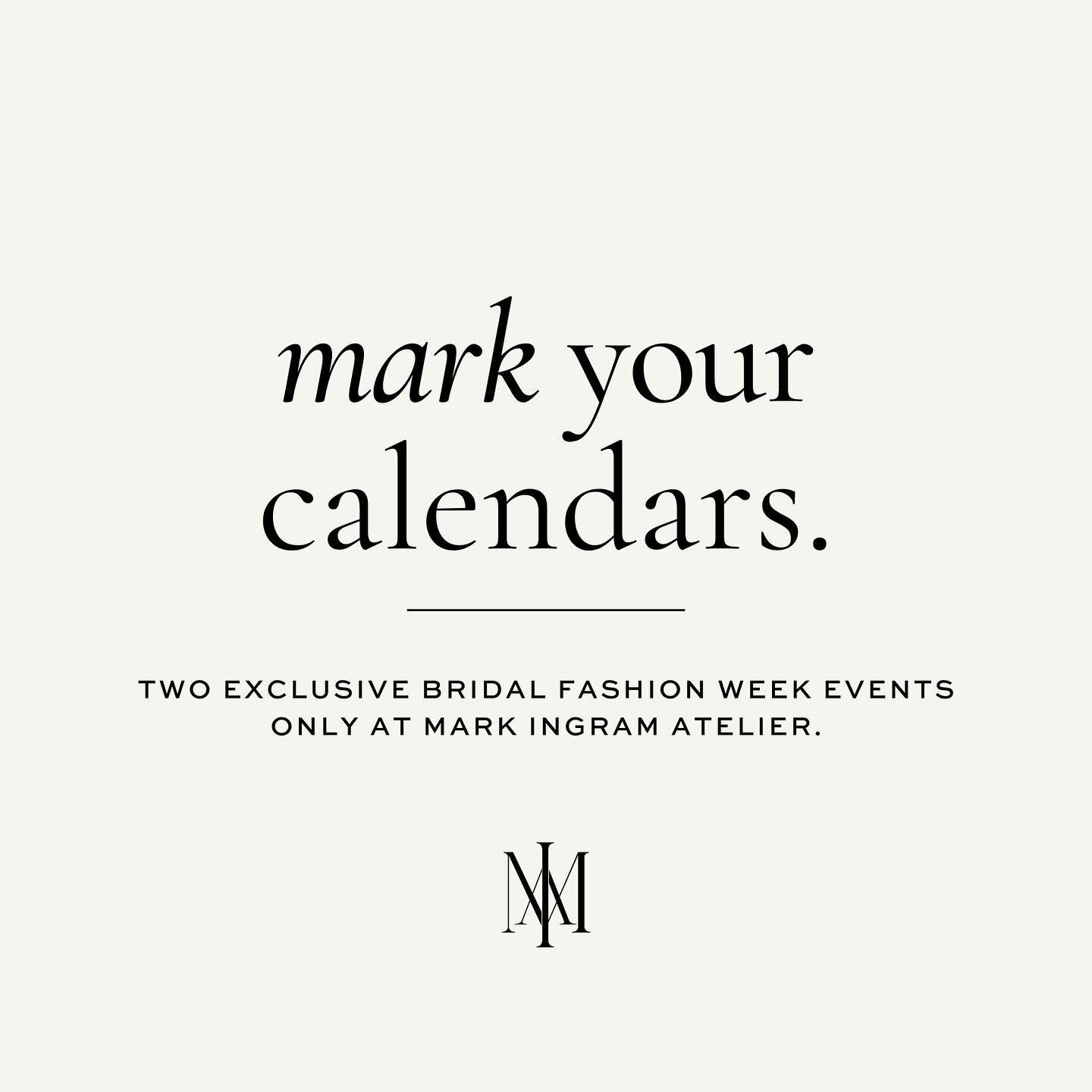 It&rsquo;s almost SHOW time, as in NY Bridal Fashion Week, where our designers come to the big apple and showcase their latest (and incredible greatest) in wedding gown couture. 

Two BIG premieres you won&rsquo;t want to miss are our exclusive shows