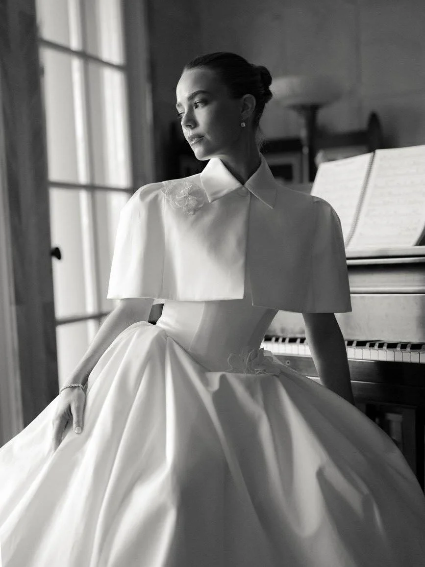 As Seen In Vogue: Actress @rebeccarittenhouse married @kylerobiskie in the &lsquo;Melissa&rsquo; gown in silk-mikado by @markingramcollection 

&ldquo;The bar at San Vicente Bungalows was the setting for actor, producer, and Privet Beauty founder @Re