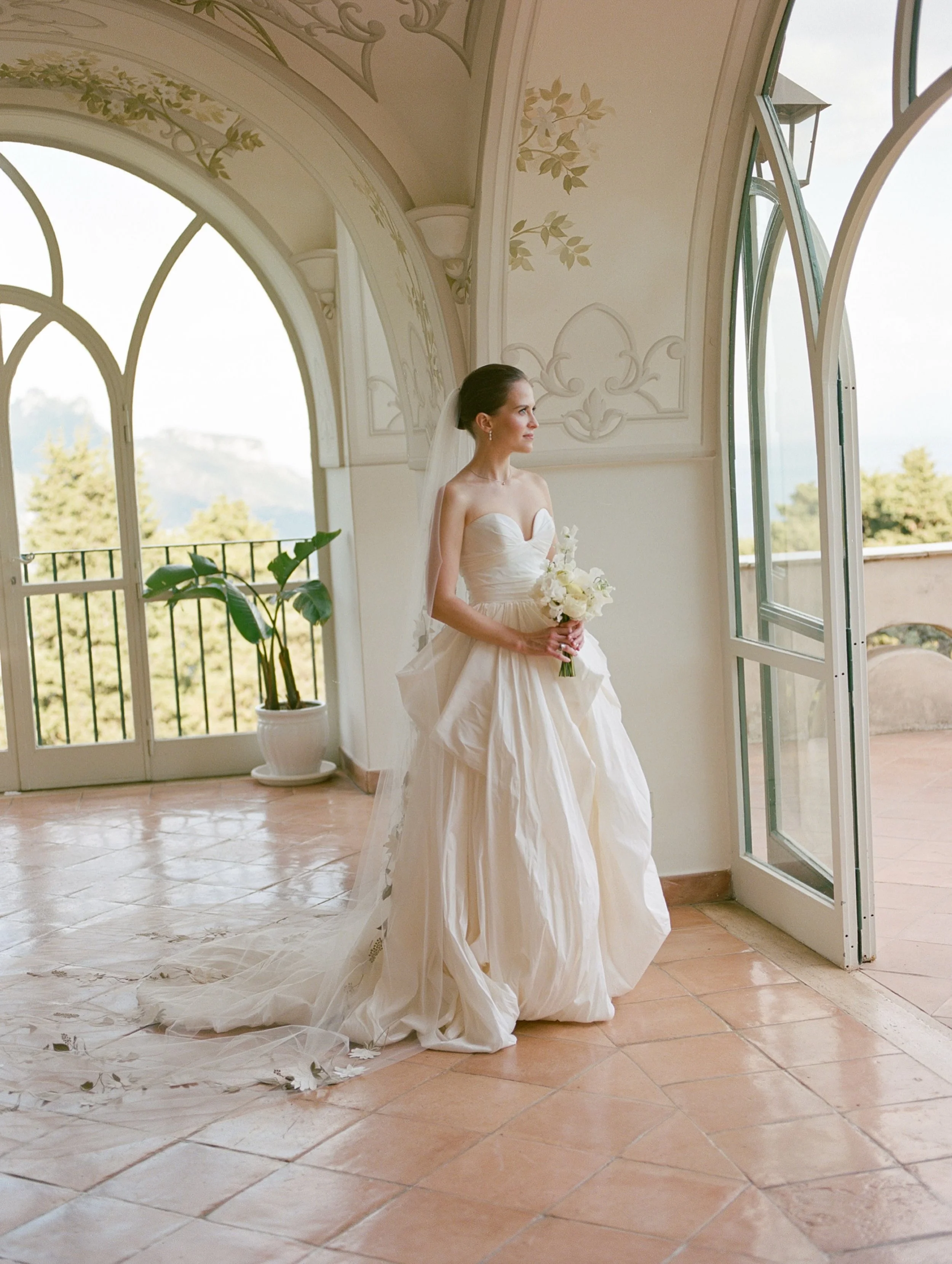 A wedding weekend in Ravello &mdash; and the bride chose &lsquo;Elle&rsquo; by @danahareldesign and a floral veil by @tonifedericiveils 

Perfectly styled by our friend @gabriellehurwitz 

Bride | @lilypatricof 
Photography | @emiliewhitephotography 