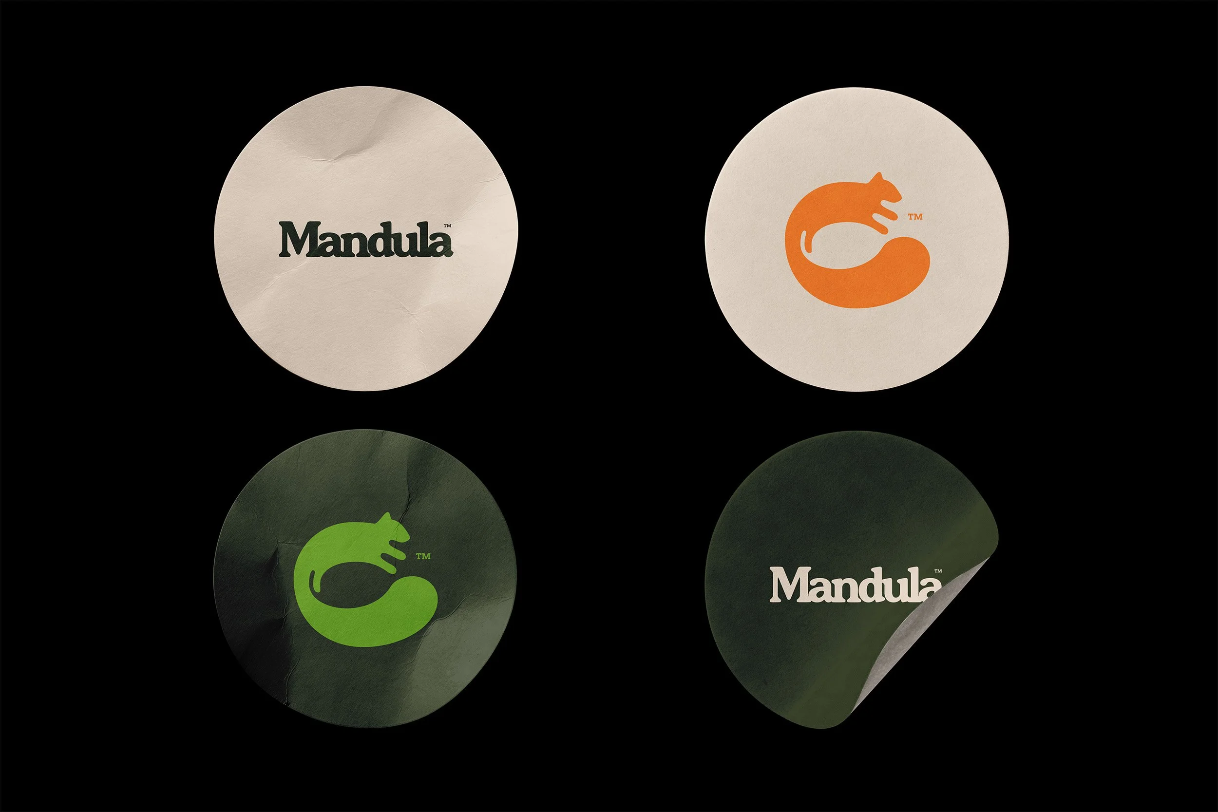 Branded stickers for Mandula, a british gluten-free bakery