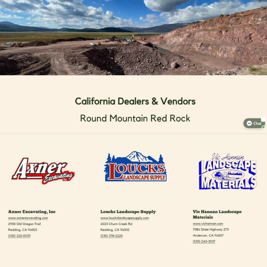 Interested in our Round Mountain Red products but you don't live in the area? We're happy to share that we have several California and Nevada dealers to choose from! Visit our website to view the full list. 😃

(530)596-3953
www.turnerexcavatinginc.c