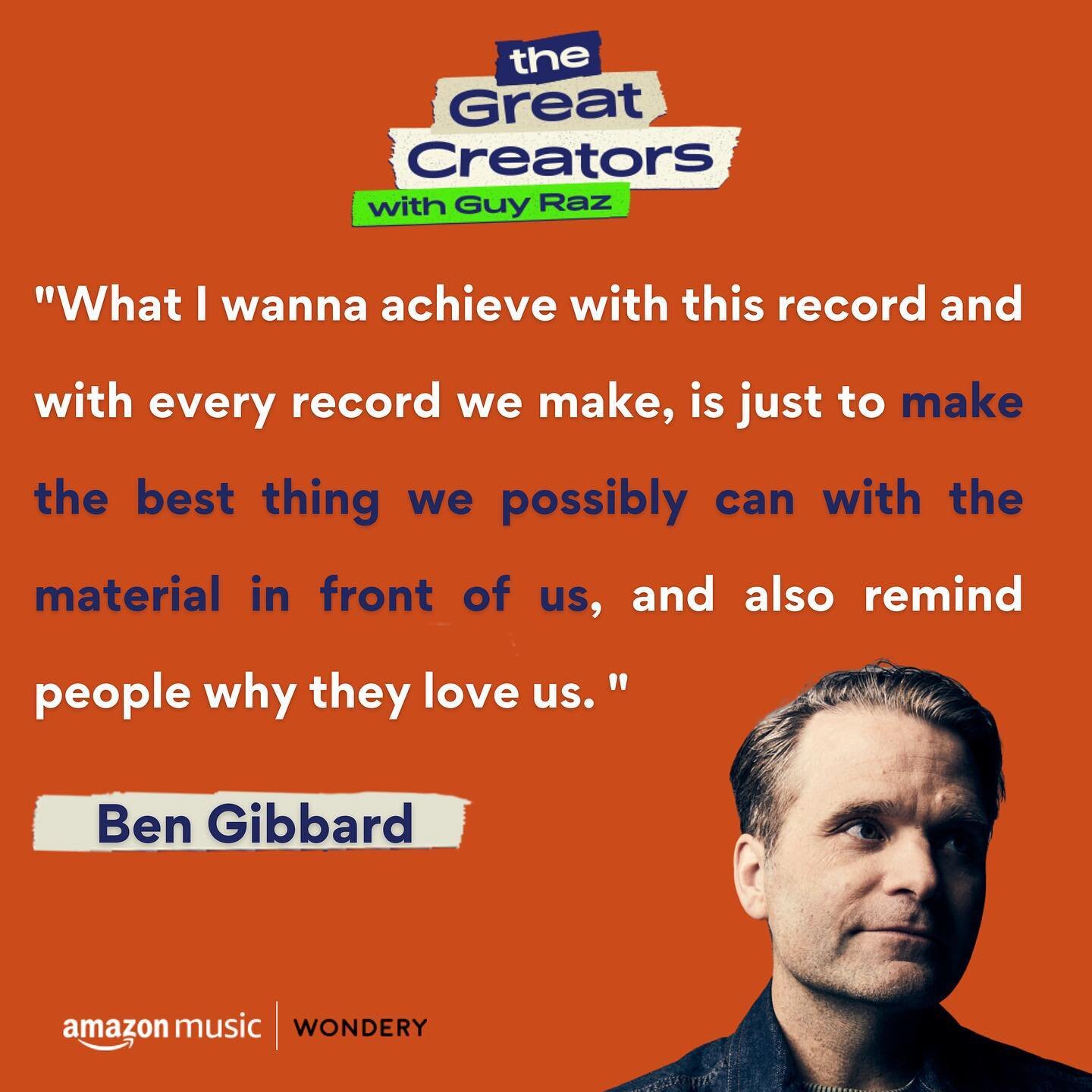 Don&rsquo;t miss this week&rsquo;s episode of #TheGreatCreators with Ben Gibbard (@gibbstack)! He and @guy.raz discuss what Ben did while @deathcabforcutie took a break, moments of his life when he couldn&rsquo;t stop writing music, and tons more. 
A