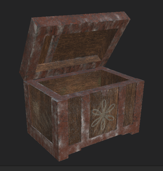 An empty chest that's covered in scratches and eaten away at by rust and mold. Model created by Jay K using student version of Maya and textured using Substance Painter.