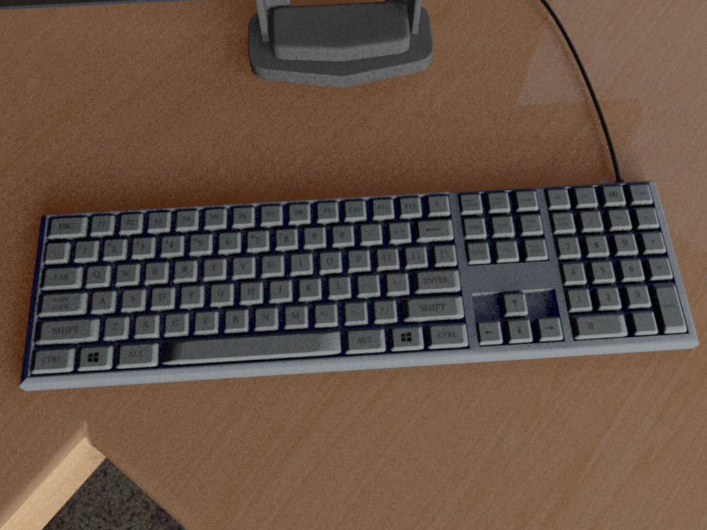 Keyboard closeup. Model and textures done by Jay K using Maya LT.