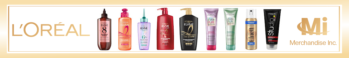 L'Oréal Paris hair care wholesale from Merchandise Inc., a bulk L'Oréal distributor and supplier in the USA. Elvive, EverPure, Elnett hairspray, Dream Lengths and Studio Line for retailers, pharmacies, salons and beauty stores.