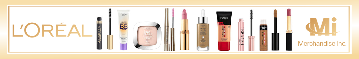 L'Oréal Paris cosmetics wholesale from Merchandise Inc., a bulk L'Oréal distributor and supplier in the USA. True Match foundation, Infallible makeup and Voluminous mascara for retailers, pharmacies, salons and beauty stores.