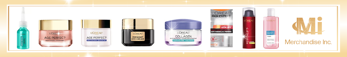 L'Oréal Paris skincare wholesale from Merchandise Inc., a bulk L'Oréal distributor and supplier in the USA. Revitalift, Age Perfect and Bright Reveal moisturizers and serums for retailers, pharmacies and beauty stores.