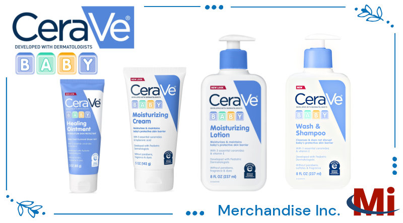 Wholesale CeraVe Baby wash, lotion, and healing ointment for retail baby aisles