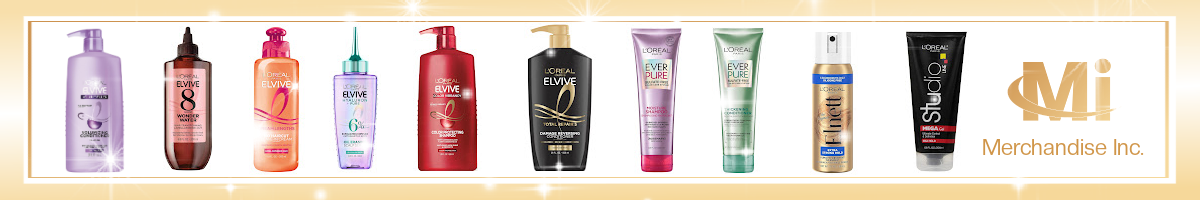 L'Oréal Paris hair care wholesale from Merchandise Inc., a bulk L'Oréal distributor and supplier in the USA. Elvive, EverPure, Elnett hairspray, Dream Lengths and Studio Line for retailers, pharmacies, salons and beauty stores.