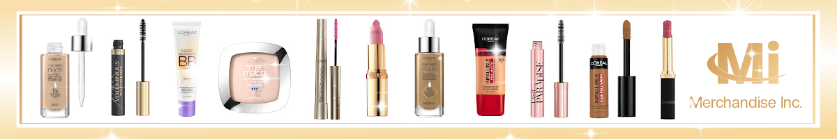 L'Oréal Paris cosmetics wholesale from Merchandise Inc., a bulk L'Oréal distributor and supplier in the USA. True Match foundation, Infallible makeup and Voluminous mascara for retailers, pharmacies, salons and beauty stores.