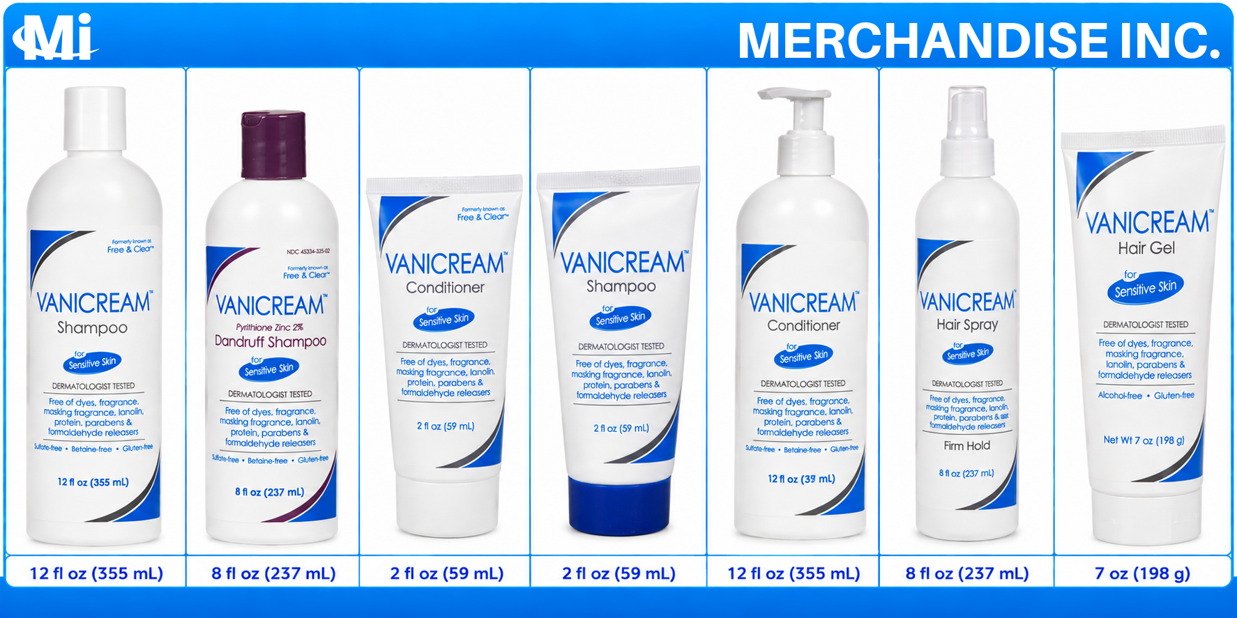 Vanicream shampoo, conditioner, dandruff shampoo, and styling products for sensitive skin, wholesale