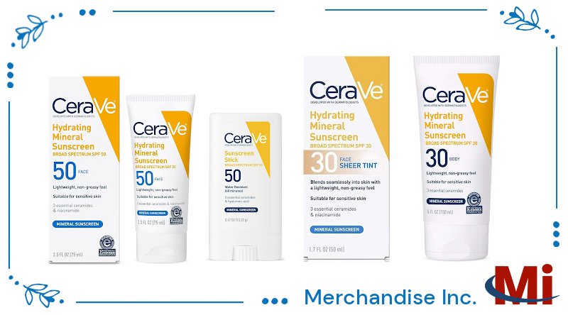 Wholesale CeraVe mineral sunscreen SPF 30 and SPF 50 for face and body