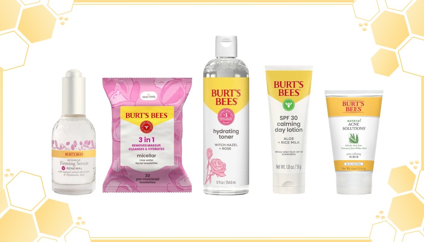 Burt's Bees natural face care wholesale — cleansers, micellar towelettes, face masks, moisturizers, firming serums, and eye cream in bulk cases for retailers