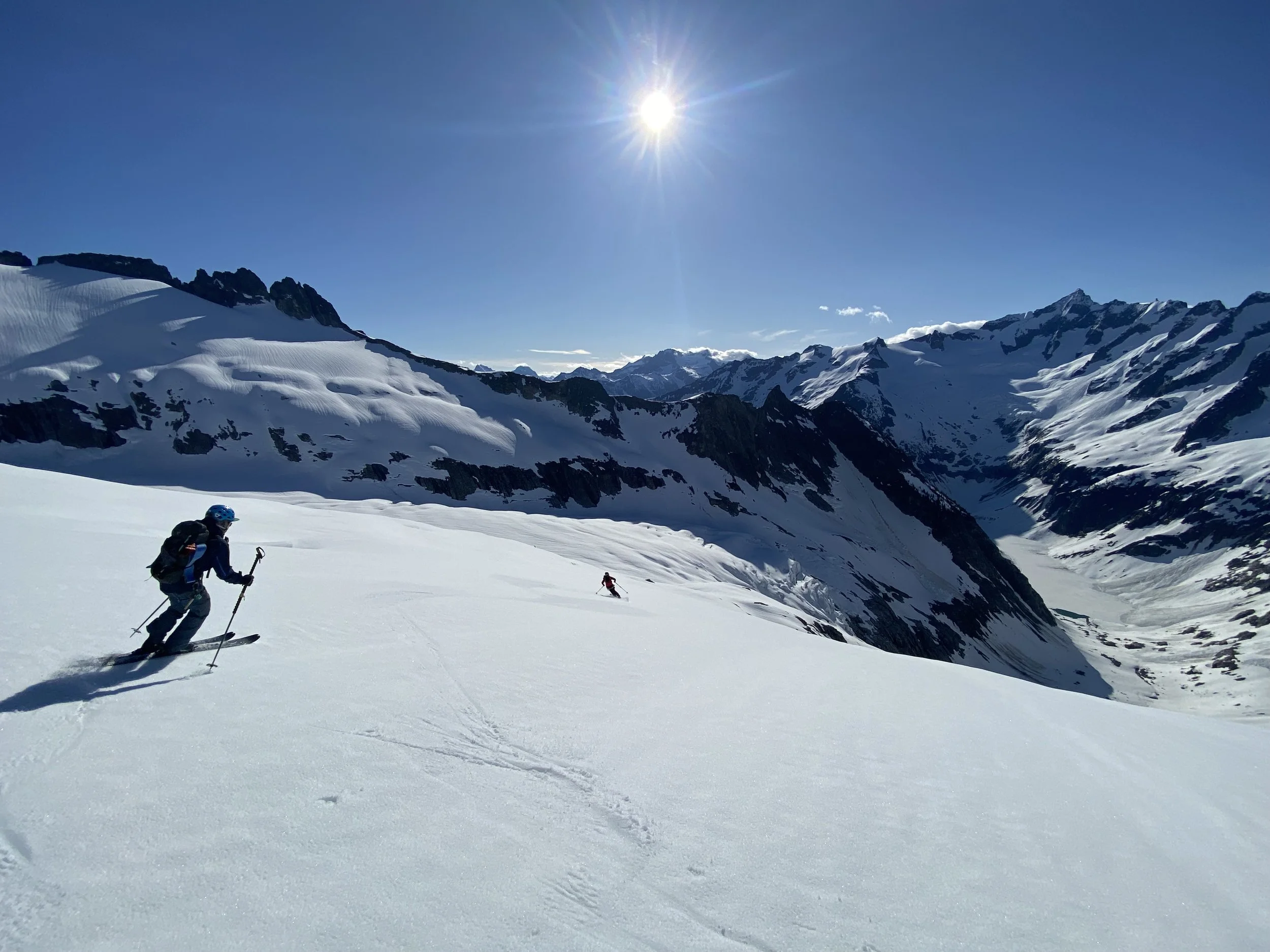 Taking a hot lap while skiing the Isolation Traverse in the North Cascades. Photo by Ian Nicholson