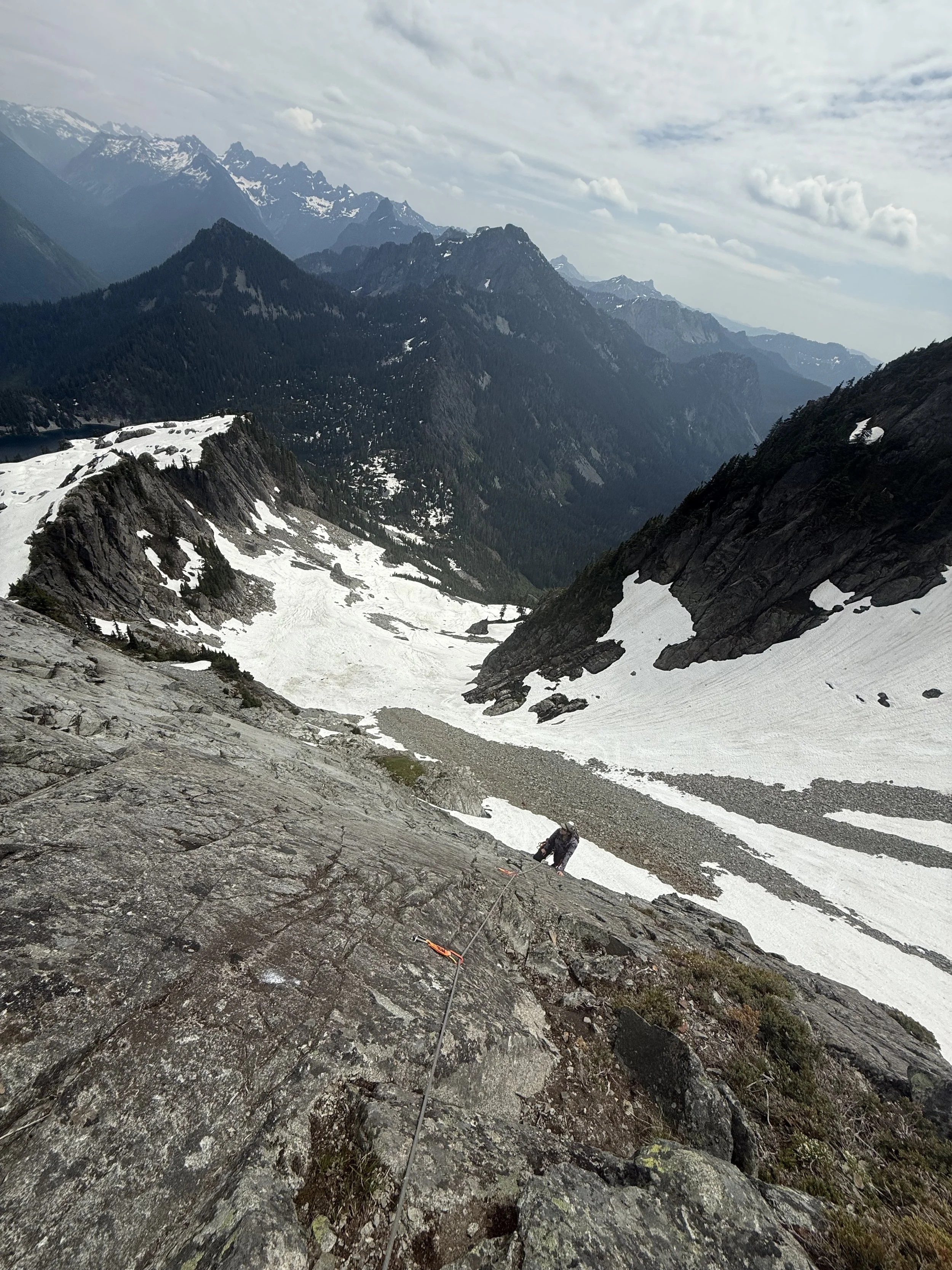 Climbing the fourth pitch of Voie de Chaise near Snoqualmie Pass. Photo by Ian Nicholson