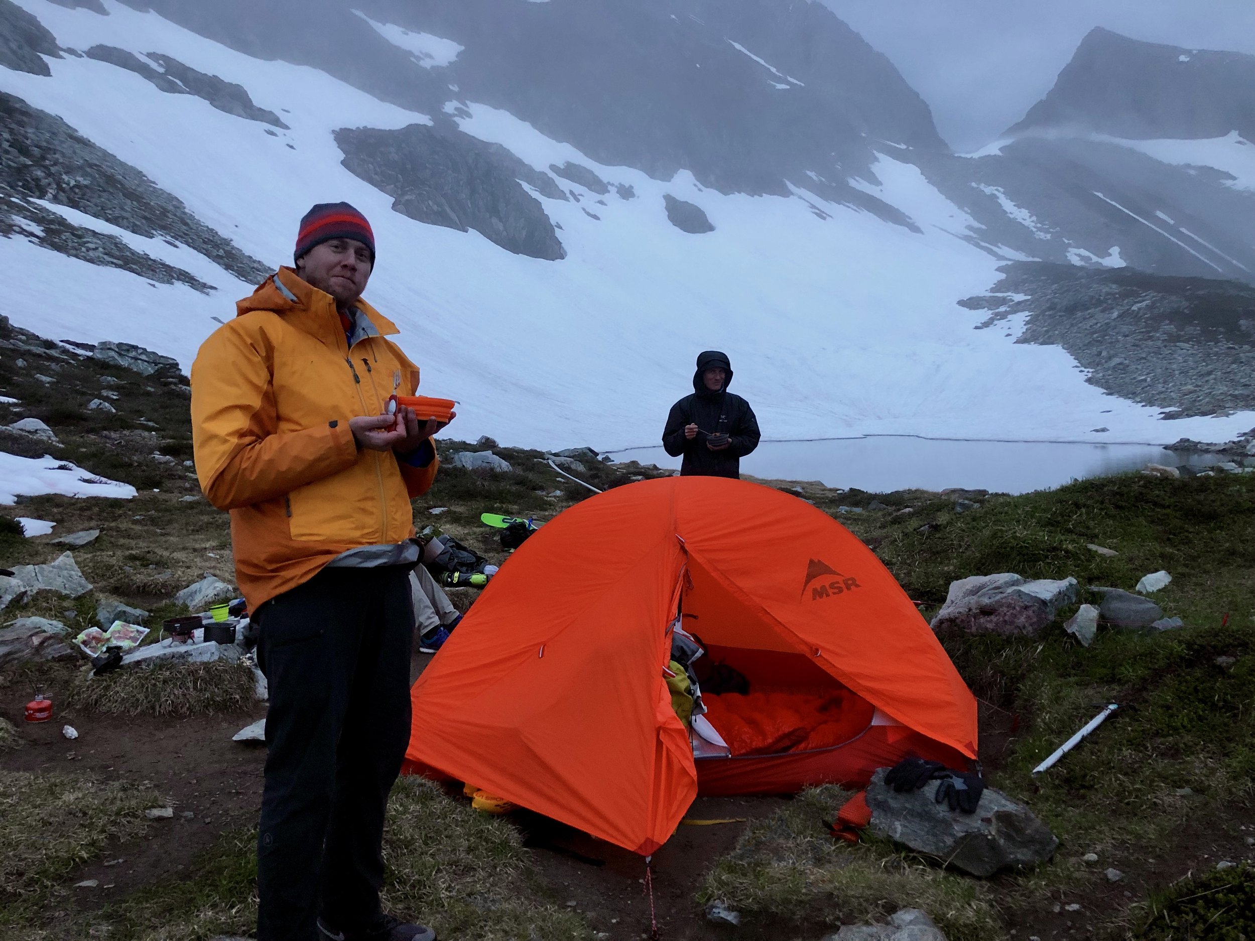 Camp at Kool-aid Lake while skiing the Ptarmigan Traverse.