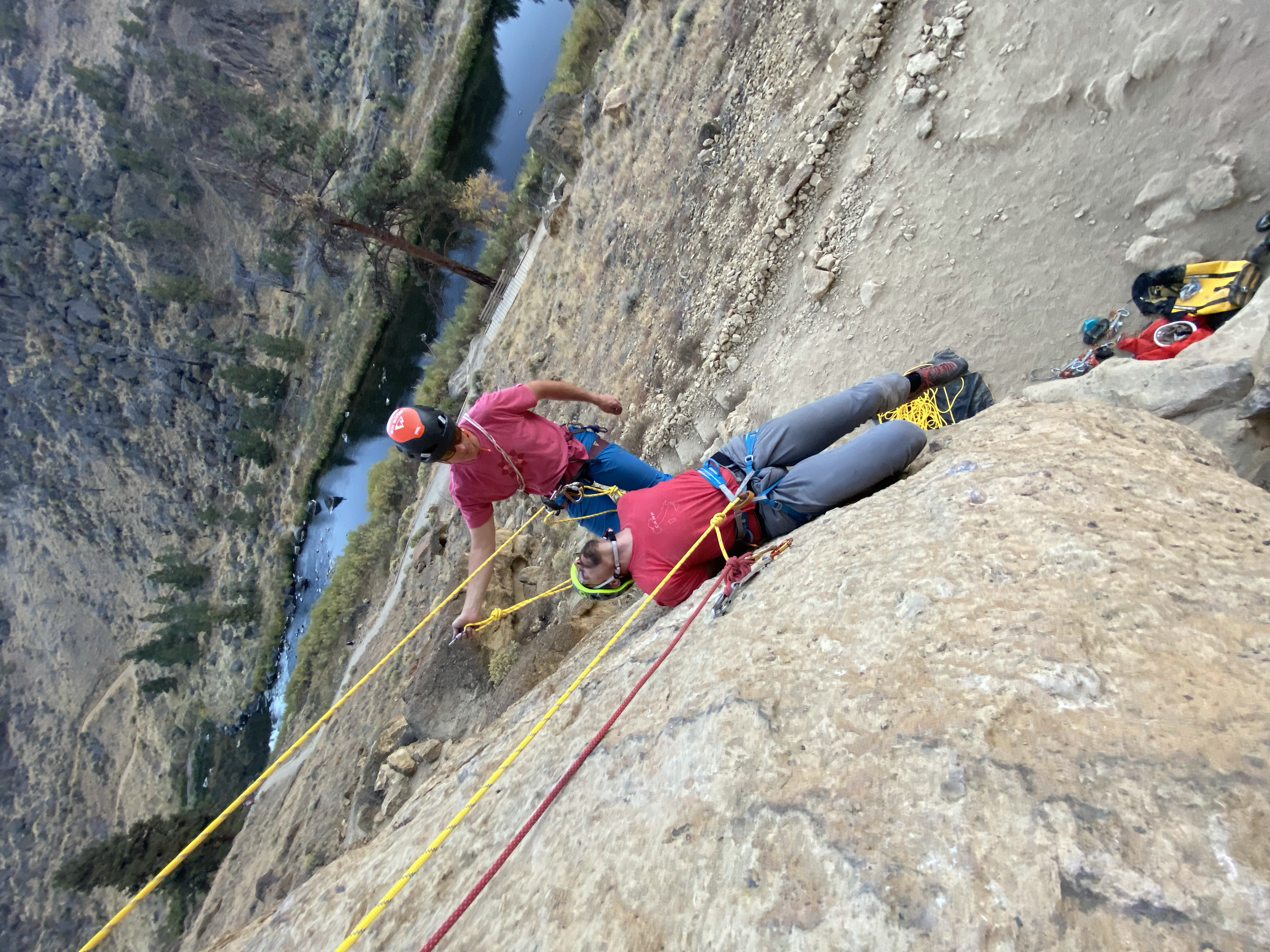 Chris Marshall practices leader rescue. Take our two-day rock rescue course.