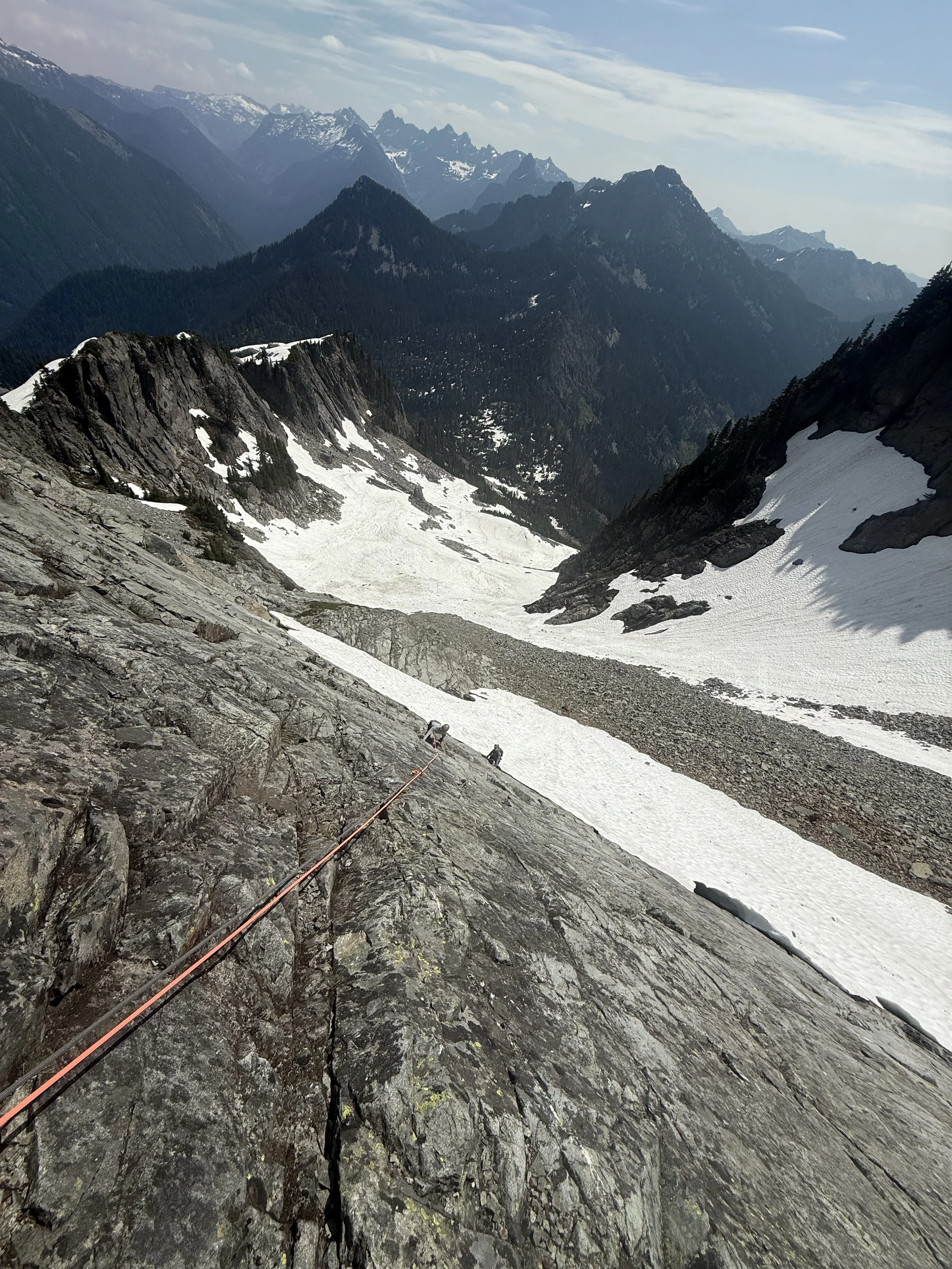 Climbing the first pitch of Voie de Chaise on Chair Peak near Snoqualmie Pass. Photo by Ian Nicholson