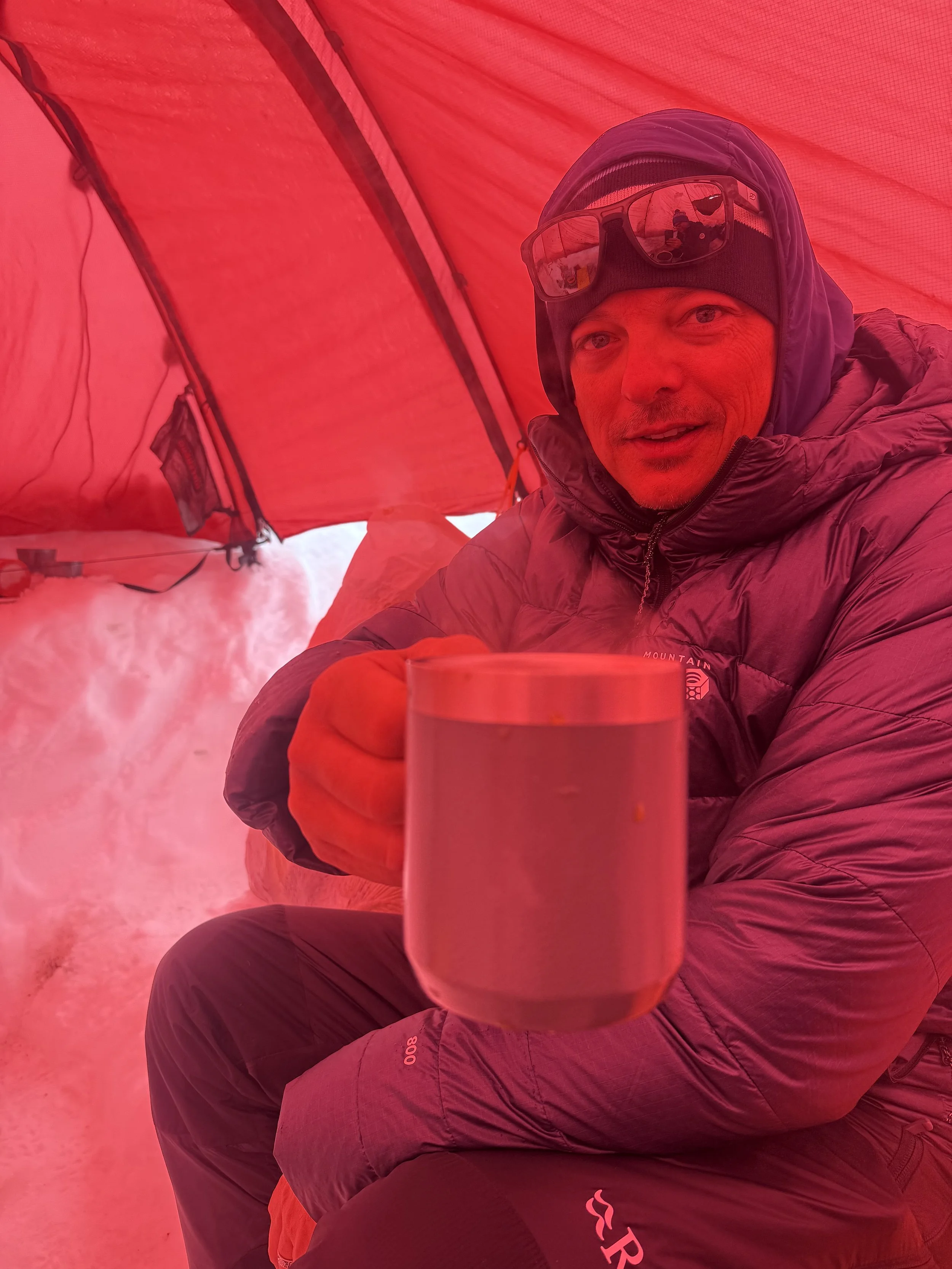 Morning cup of coffee in the Alaska Range, Photo by Ian Nicholson