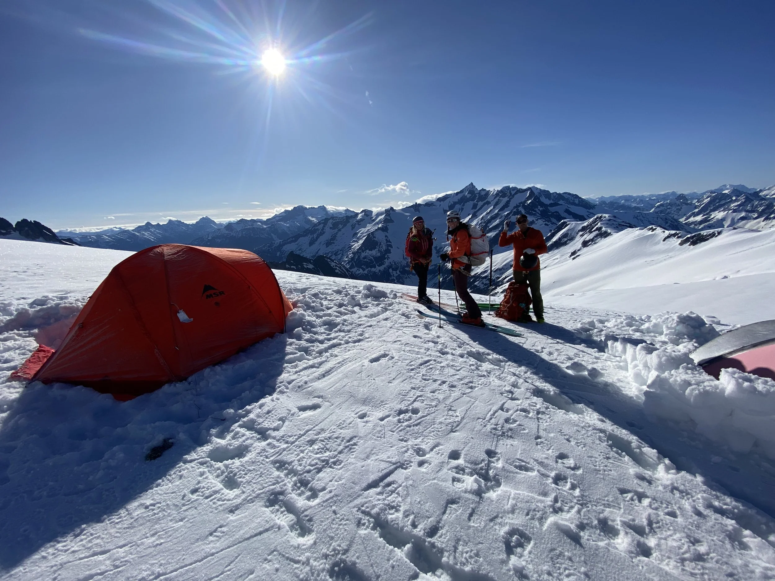Camp at the Base of the East Ridge of Eldorado on the Isolation Traverse in North Cascades National Park. Photo by Ian Nicholson