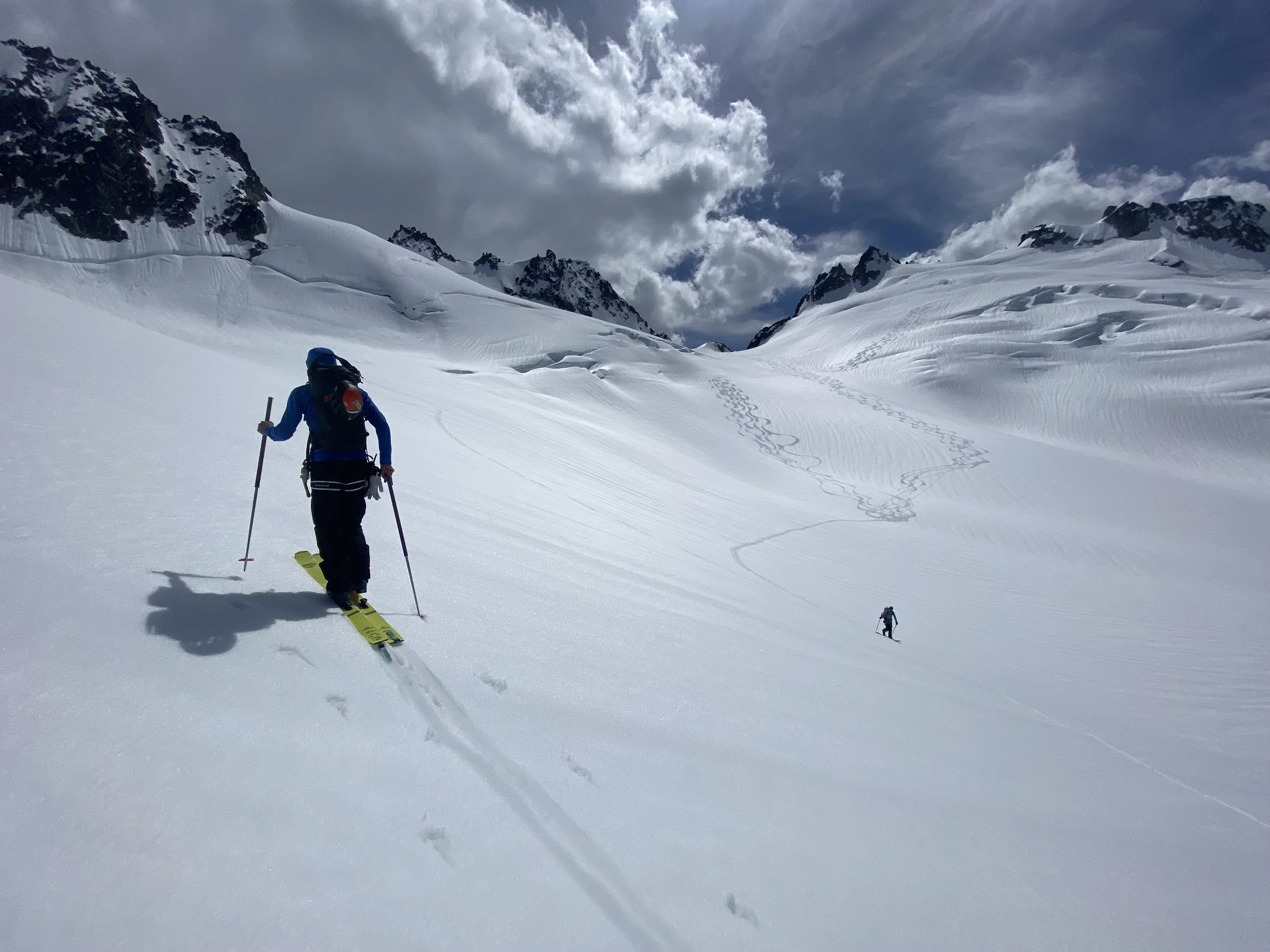 Skinning on the McAllester Glacier on the Isolation Traverse.  Photo by Ian Nicholson