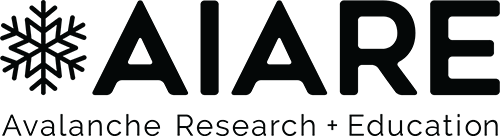 AIARE logo featuring a snowflake symbol and text 'AIARE Avalanche Research + Education'.